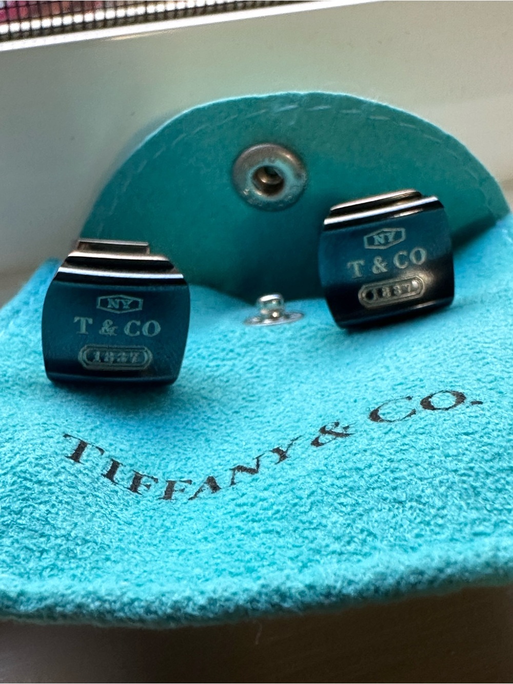 Tiffany & Co 1837 Square Cufflinks Black Titanium circa 2006